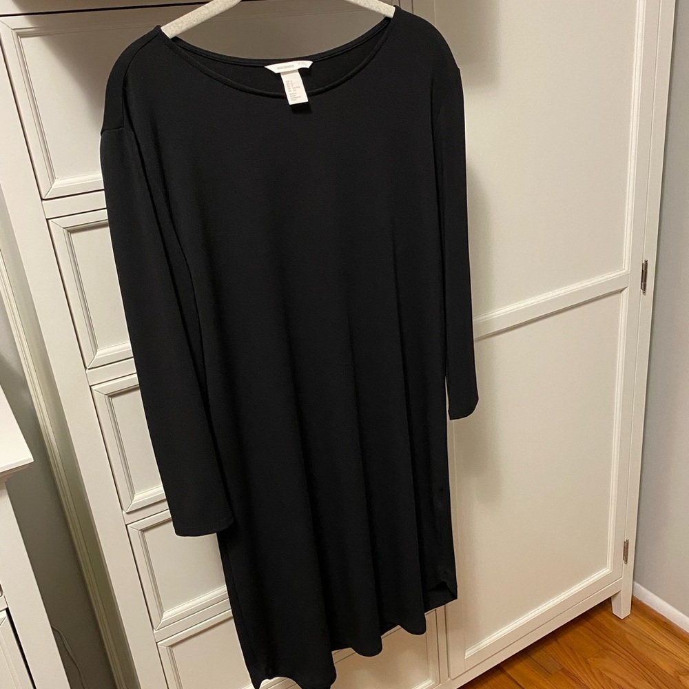 H&M Black 3/4 Sleeve Shift Dress